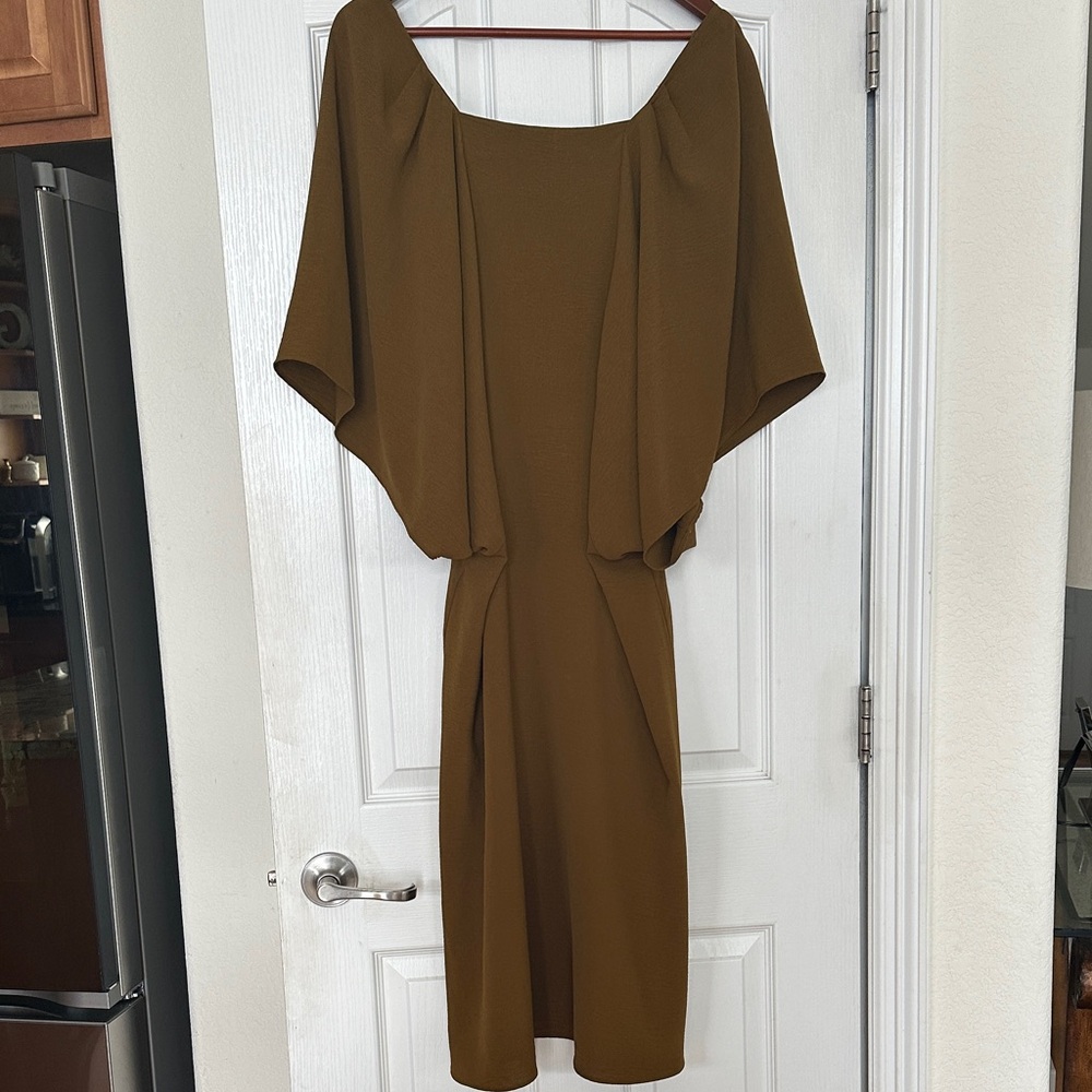 Zara Olive Draped Midi Dress